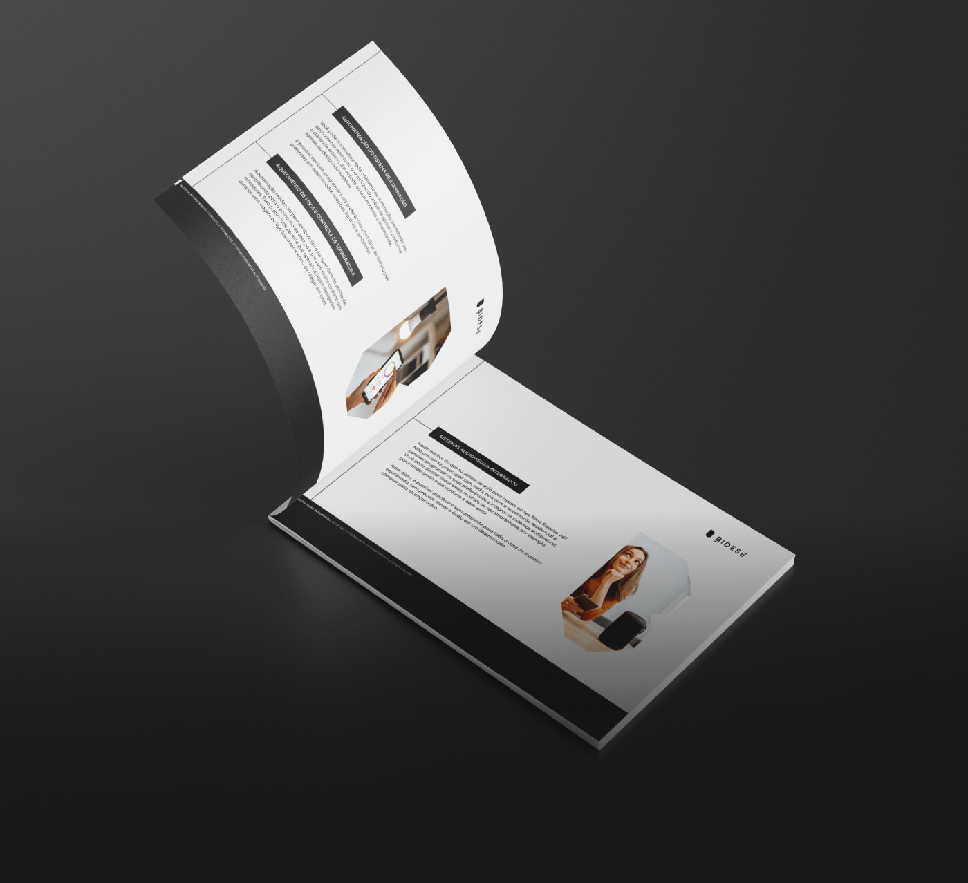 Mockup de uma página dupla do e-book da Bidese | Mockup of a double-page spread of the Bidese e-book