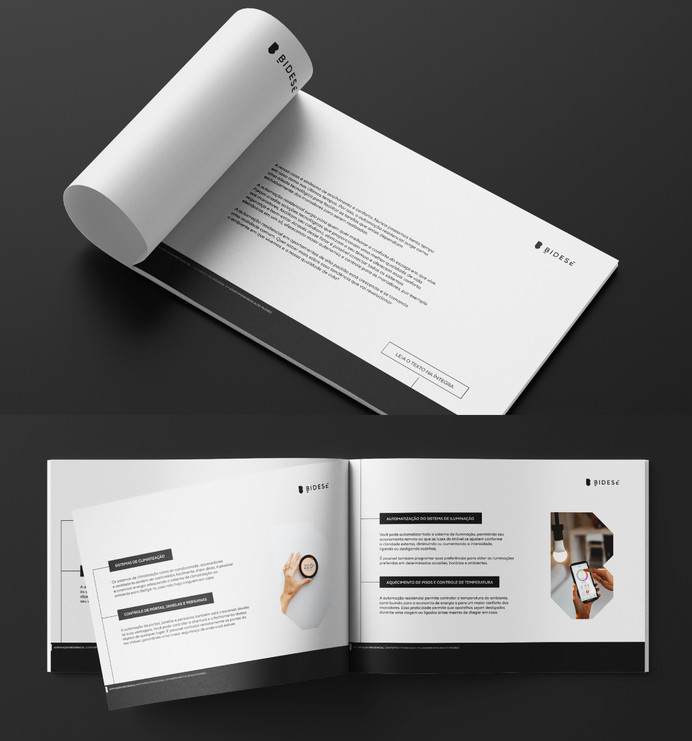 Mockup das páginas internas do e-book da Bidese | Mockup of the Bidese e-book inner pages