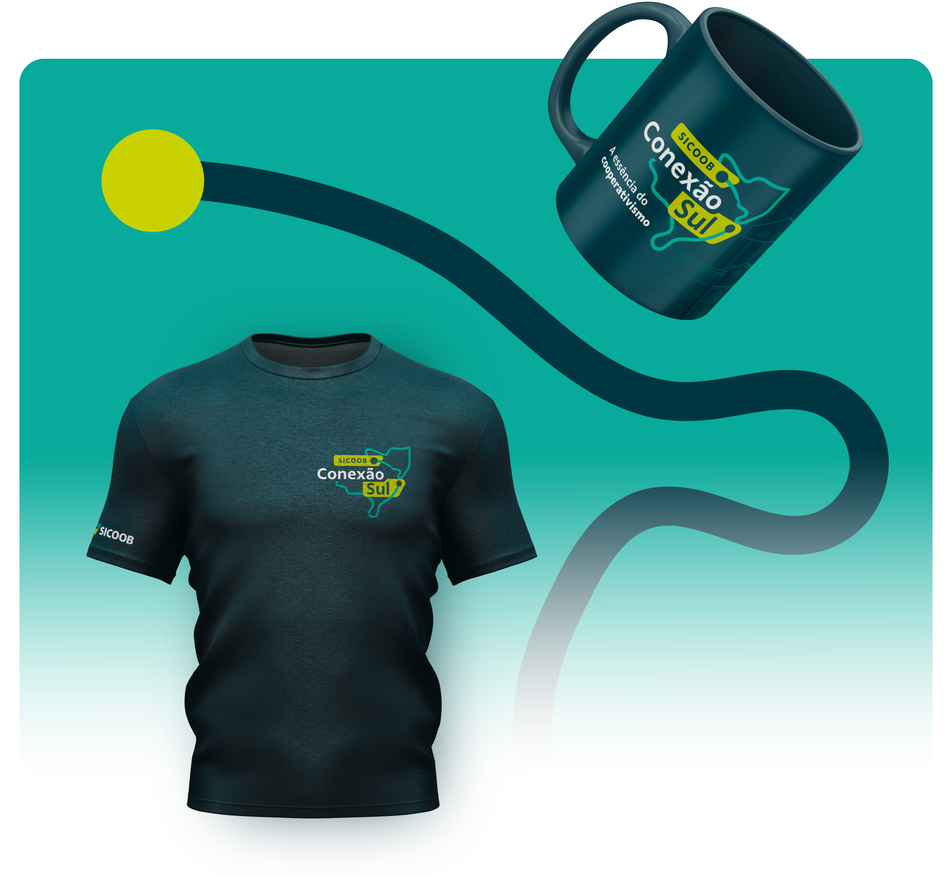 Camiseta e caneca do evento Sicoob Conexão Sul | Sicoob Conexão Sul event t-shirt and mug