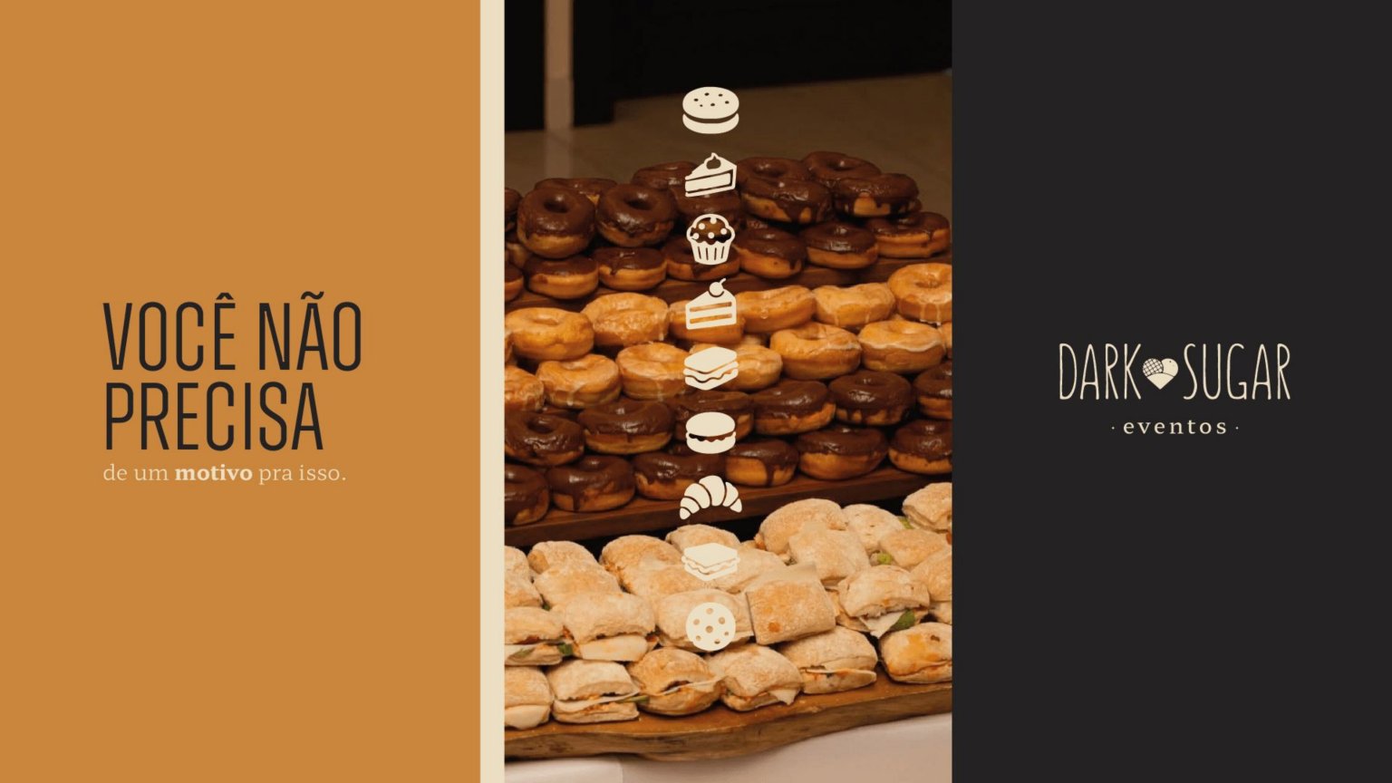 Dark Sugar Eventos branding applied to a corporate dessert buffet