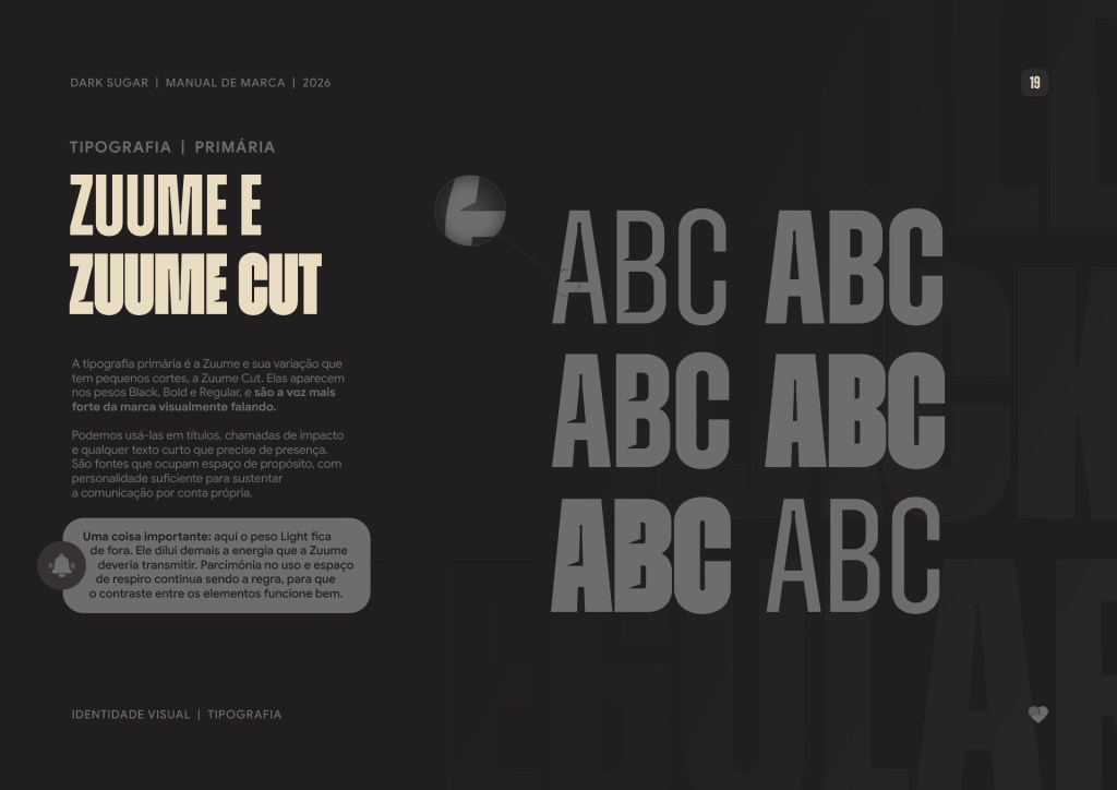 Dark Sugar primary typography: Zuume and Zuume Cut