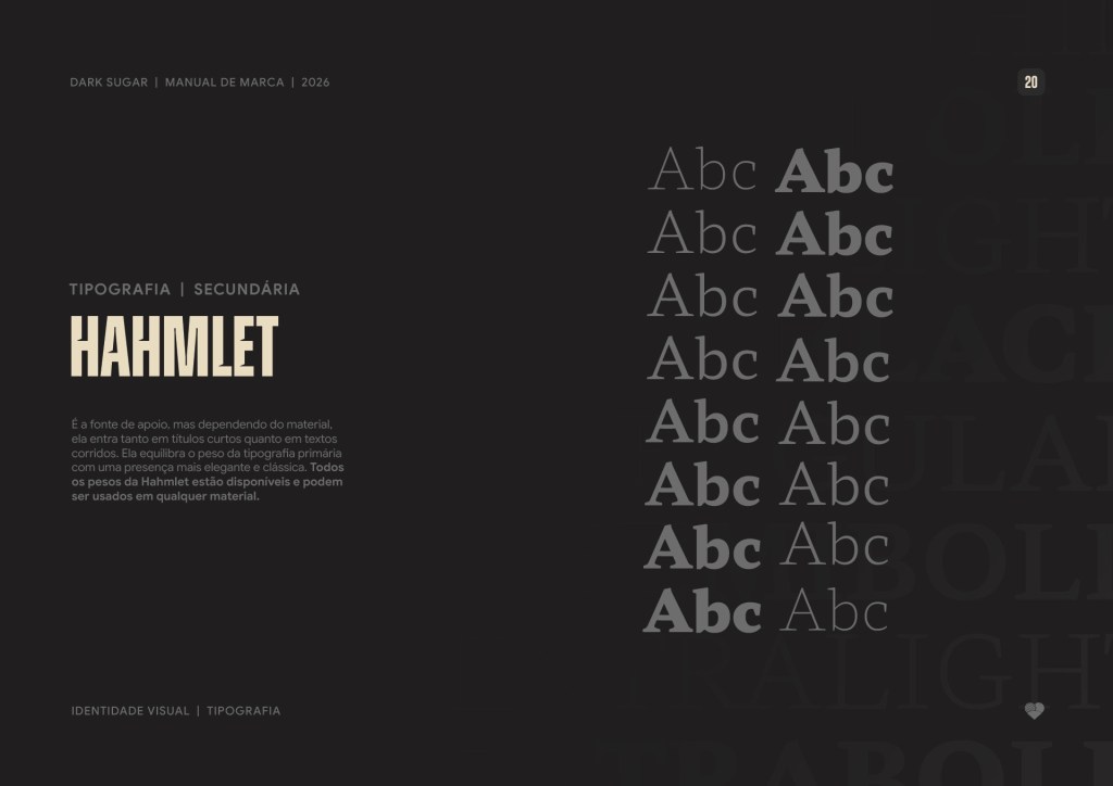 Dark Sugar secondary typography: Hahmlet