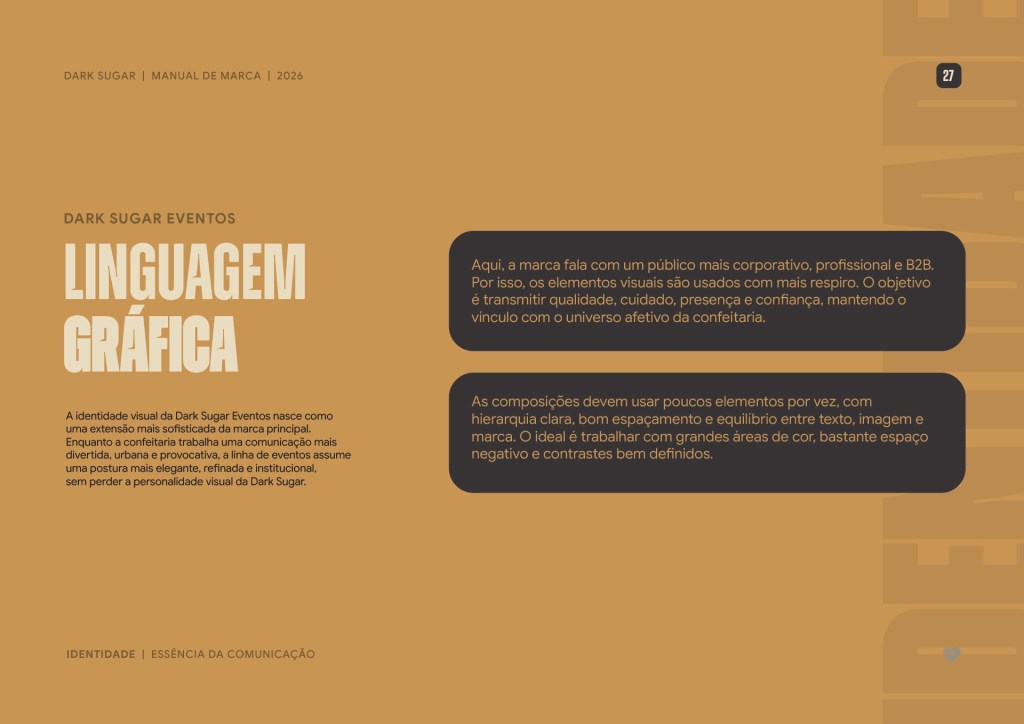 Dark Sugar Eventos graphic language, more understated and aimed at B2B
