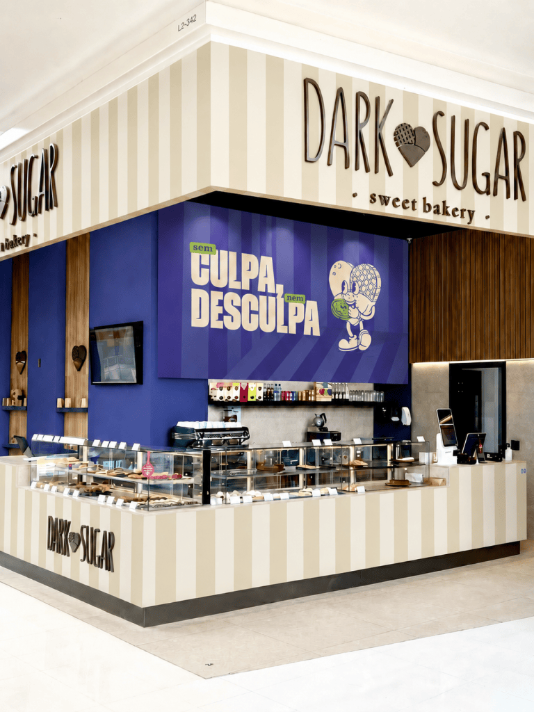 Dark Sugar store environment study with the culpa, desculpa panel